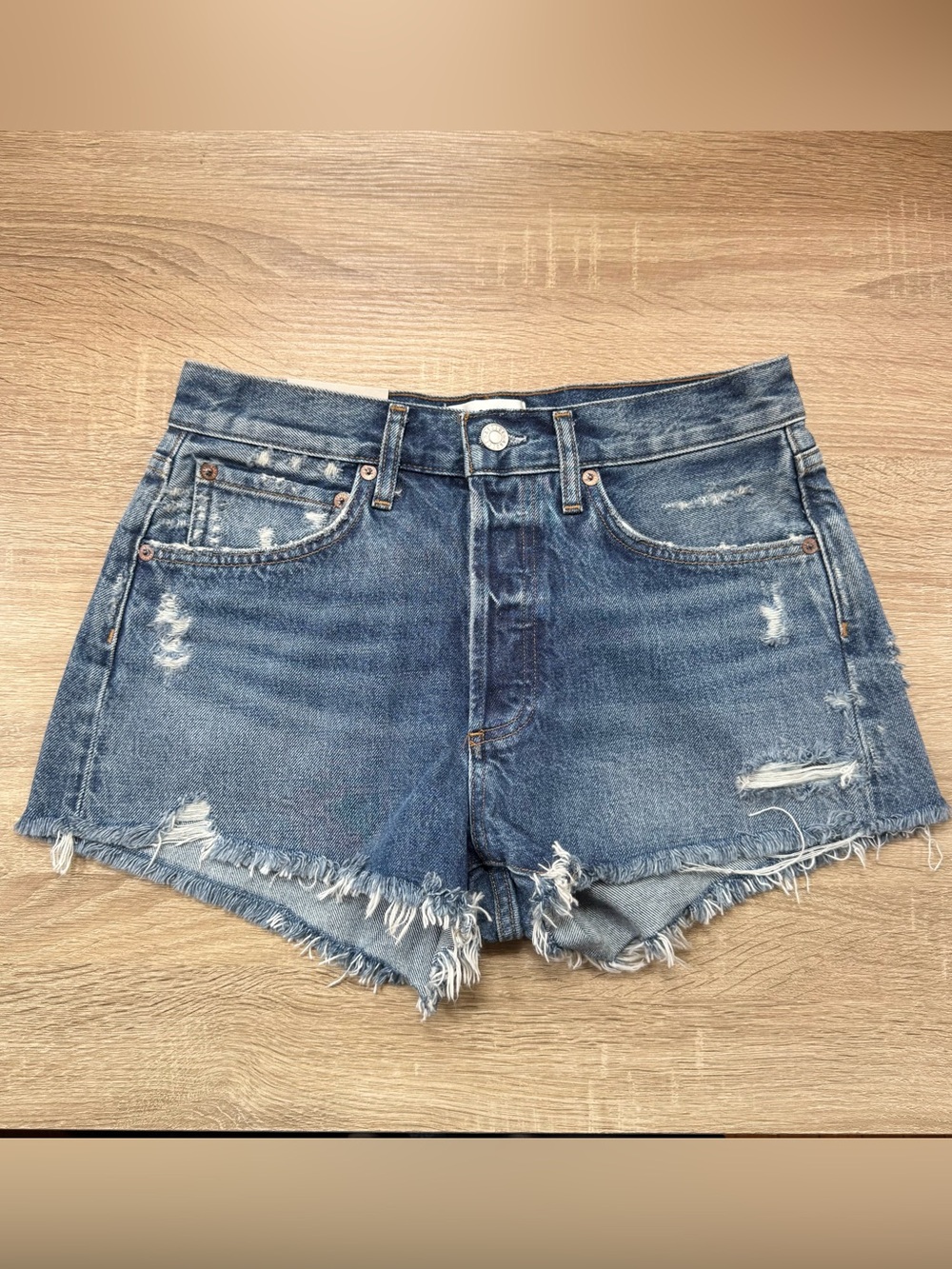 NWT AGOLDE Parker Vintage Cut-Off Jean Shorts Dark Swapmeet 26